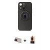 MARSİLYAN™- iPhone 13 Pro Max Kılıf Eksen Klasik Prime - Şeffaf Maxco Cam Ekran Koruyucu + Rainbow Kamera Lens Koruma Cam - KI