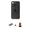 MARSİLYAN™- iPhone 13 Pro Max Kılıf Eksen Klasik Prime - Şeffaf Maxco Cam Ekran Koruyucu + Renkli Kamera Lens Koruma Cam - YL