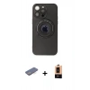 MARSİLYAN™- iPhone 13 Pro Max Kılıf Eksen Klasik Prime - Şeffaf Maxco Cam Ekran Koruyucu + Renkli Kamera Lens Koruma Cam - MI