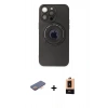 MARSİLYAN™- iPhone 13 Pro Max Kılıf Eksen Klasik Prime - Şeffaf Maxco Cam Ekran Koruyucu + Renkli Kamera Lens Koruma Cam - TU