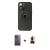 MARSİLYAN™- iPhone 13 Pro Max Kılıf Eksen Klasik Prime - Şeffaf Maxco Cam Ekran Koruyucu + Yeşil Neon Fosforlu Kamera Lens