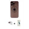 MARSİLYAN™- iPhone 13 Pro Max Kılıf Eksen Klasik Prime - Şeffaf Pasifik Cam Ekran Koruyucu + Pers Alüminyum Kamera Lens - GI