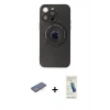 MARSİLYAN™- iPhone 13 Pro Max Kılıf Eksen Klasik Prime - Şeffaf Pasifik Cam Ekran Koruyucu + Mavi Renkli Kamera Lens Koruma Cam