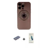 MARSİLYAN™- iPhone 13 Pro Max Kılıf Eksen Klasik Prime - Şeffaf Pasifik Cam Ekran Koruyucu + Mavi Renkli Kamera Lens Koruma Cam