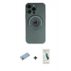 MARSİLYAN™- iPhone 13 Pro Max Kılıf Eksen Klasik Prime - Şeffaf Pasifik Cam Ekran Koruyucu + Mavi Shine Kamera Lens Koruma Cam