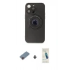 MARSİLYAN™- iPhone 13 Pro Max Kılıf Eksen Klasik Prime - Şeffaf Pasifik Cam Ekran Koruyucu + Metal Kamera Lens Koruma Cam - KI