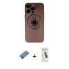 MARSİLYAN™- iPhone 13 Pro Max Kılıf Eksen Klasik Prime - Şeffaf Pasifik Cam Ekran Koruyucu + Metal Kamera Lens Koruma Cam - KI