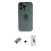 MARSİLYAN™- iPhone 13 Pro Max Kılıf Eksen Klasik Prime - Şeffaf Pasifik Cam Ekran Koruyucu + Metal Kamera Lens Koruma Cam - KI