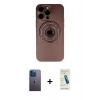 MARSİLYAN™- iPhone 13 Pro Max Kılıf Eksen Klasik Prime - Şeffaf Pasifik Cam Ekran Koruyucu + Neon Fosforlu Kamera Lens - MI