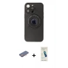 MARSİLYAN™- iPhone 13 Pro Max Kılıf Eksen Klasik Prime - Şeffaf Pasifik Cam Ekran Koruyucu + Pembe Renkli Kamera Lens Koruma Cam
