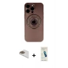 MARSİLYAN™- iPhone 13 Pro Max Kılıf Eksen Klasik Prime - Şeffaf Pasifik Cam Ekran Koruyucu + Pers Alüminyum Kamera Lens - GD