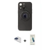 MARSİLYAN™- iPhone 13 Pro Max Kılıf Eksen Klasik Prime - Şeffaf Pasifik Cam Ekran Koruyucu + Pers Alüminyum Kamera Lens - LT