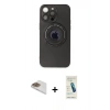 MARSİLYAN™- iPhone 13 Pro Max Kılıf Eksen Klasik Prime - Şeffaf Pasifik Cam Ekran Koruyucu + Pers Alüminyum Kamera Lens - GD