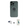 MARSİLYAN™- iPhone 13 Pro Max Kılıf Eksen Klasik Prime - Şeffaf Pasifik Cam Ekran Koruyucu + Pers Alüminyum Kamera Lens - LT
