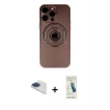 MARSİLYAN™- iPhone 13 Pro Max Kılıf Eksen Klasik Prime - Şeffaf Pasifik Cam Ekran Koruyucu + Pers Alüminyum Kamera Lens - LT