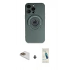 MARSİLYAN™- iPhone 13 Pro Max Kılıf Eksen Klasik Prime - Şeffaf Pasifik Cam Ekran Koruyucu + Pers Alüminyum Kamera Lens - GD