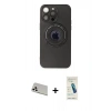 MARSİLYAN™- iPhone 13 Pro Max Kılıf Eksen Klasik Prime - Şeffaf Pasifik Cam Ekran Koruyucu + Rainbow Kamera Lens Koruma Cam - BZ