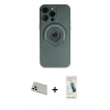 MARSİLYAN™- iPhone 13 Pro Max Kılıf Eksen Klasik Prime - Şeffaf Pasifik Cam Ekran Koruyucu + Rainbow Kamera Lens Koruma Cam - BZ