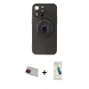 MARSİLYAN™- iPhone 13 Pro Max Kılıf Eksen Klasik Prime - Şeffaf Pasifik Cam Ekran Koruyucu + Rainbow Kamera Lens Koruma Cam - KI