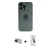 MARSİLYAN™- iPhone 13 Pro Max Kılıf Eksen Klasik Prime - Şeffaf Pasifik Cam Ekran Koruyucu + Rainbow Kamera Lens Koruma Cam - KI