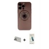 MARSİLYAN™- iPhone 13 Pro Max Kılıf Eksen Klasik Prime - Şeffaf Pasifik Cam Ekran Koruyucu + Rainbow Kamera Lens Koruma Cam - BZ