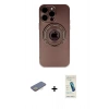 MARSİLYAN™- iPhone 13 Pro Max Kılıf Eksen Klasik Prime - Şeffaf Pasifik Cam Ekran Koruyucu + Renkli Kamera Lens Koruma Cam - SI