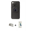 MARSİLYAN™- iPhone 13 Pro Max Kılıf Eksen Klasik Prime - Şeffaf Pasifik Cam Ekran Koruyucu + Rainbow Kamera Lens Koruma Cam - REGD