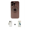MARSİLYAN™- iPhone 13 Pro Max Kılıf Eksen Klasik Prime - Şeffaf Pasifik Cam Ekran Koruyucu + Shine Kamera Lens - GD