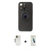 MARSİLYAN™- iPhone 13 Pro Max Kılıf Eksen Klasik Prime - Şeffaf Pasifik Cam Ekran Koruyucu + Shine Kamera Lens - GD