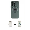 MARSİLYAN™- iPhone 13 Pro Max Kılıf Eksen Klasik Prime - Şeffaf Pasifik Cam Ekran Koruyucu + Shine Kamera Lens - GD