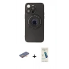 MARSİLYAN™- iPhone 13 Pro Max Kılıf Eksen Klasik Prime - Şeffaf Pasifik Cam Ekran Koruyucu + Turuncu Renkli Kamera Lens Koruma Cam