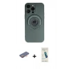 MARSİLYAN™- iPhone 13 Pro Max Kılıf Eksen Klasik Prime - Şeffaf Pasifik Cam Ekran Koruyucu + Turuncu Renkli Kamera Lens Koruma Cam