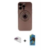 MARSİLYAN™- iPhone 13 Pro Max Kılıf Eksen Klasik Prime - Siyah 18D Cam Ekran Koruyucu + Pers Alüminyum Kamera Lens - GI
