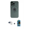 MARSİLYAN™- iPhone 13 Pro Max Kılıf Eksen Klasik Prime - Siyah 18D Cam Ekran Koruyucu + Pers Alüminyum Kamera Lens - LT