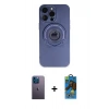 MARSİLYAN™- iPhone 13 Pro Max Kılıf Eksen Klasik Prime - Siyah 18D Cam Ekran Koruyucu + Neon Fosforlu Kamera Lens - MI