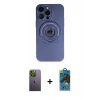MARSİLYAN™- iPhone 13 Pro Max Kılıf Eksen Klasik Prime - Siyah 18D Cam Ekran Koruyucu + Neon Fosforlu Kamera Lens - YL