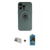 MARSİLYAN™- iPhone 13 Pro Max Kılıf Eksen Klasik Prime - Siyah 18D Cam Ekran Koruyucu + Rainbow Kamera Lens Koruma Cam - MR