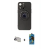 MARSİLYAN™- iPhone 13 Pro Max Kılıf Eksen Klasik Prime - Siyah 18D Cam Ekran Koruyucu + Rainbow Kamera Lens Koruma Cam - MR