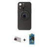 MARSİLYAN™- iPhone 13 Pro Max Kılıf Eksen Klasik Prime - Siyah 18D Cam Ekran Koruyucu + Rainbow Kamera Lens Koruma Cam - KI