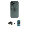 MARSİLYAN™- iPhone 13 Pro Max Kılıf Eksen Klasik Prime - Siyah 18D Cam Ekran Koruyucu + Raze Metal Kamera Lens - GD