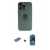 MARSİLYAN™- iPhone 13 Pro Max Kılıf Eksen Klasik Prime - Siyah 18D Cam Ekran Koruyucu + Renkli Kamera Lens Koruma Cam - SI