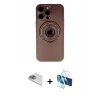 MARSİLYAN™- iPhone 13 Pro Max Kılıf Eksen Klasik Prime - Siyah 3D Antistatik Cam Ekran Koruyucu + Pers Alüminyum Kamera Lens - SABE