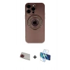 MARSİLYAN™- iPhone 13 Pro Max Kılıf Eksen Klasik Prime - Siyah 3D Antistatik Cam Ekran Koruyucu + Rainbow Kamera Lens Koruma Cam - KI