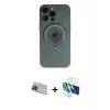 MARSİLYAN™- iPhone 13 Pro Max Kılıf Eksen Klasik Prime - Siyah 3D Antistatik Cam Ekran Koruyucu + Rainbow Kamera Lens Koruma Cam - MI