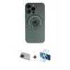 MARSİLYAN™- iPhone 13 Pro Max Kılıf Eksen Klasik Prime - Siyah 3D Antistatik Cam Ekran Koruyucu + Rainbow Kamera Lens Koruma Cam - KI