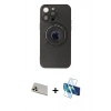 MARSİLYAN™- iPhone 13 Pro Max Kılıf Eksen Klasik Prime - Siyah 3D Antistatik Cam Ekran Koruyucu + Rainbow Kamera Lens Koruma Cam - REGD