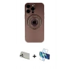 MARSİLYAN™- iPhone 13 Pro Max Kılıf Eksen Klasik Prime - Siyah 3D Antistatik Cam Ekran Koruyucu + Rainbow Kamera Lens Koruma Cam - BZ