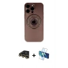 MARSİLYAN™- iPhone 13 Pro Max Kılıf Eksen Klasik Prime - Siyah 3D Antistatik Cam Ekran Koruyucu + Raze Metal Kamera Lens - GD