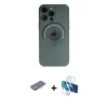 MARSİLYAN™- iPhone 13 Pro Max Kılıf Eksen Klasik Prime - Siyah 3D Antistatik Cam Ekran Koruyucu + Renkli Kamera Lens Koruma Cam - SI