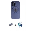 MARSİLYAN™- iPhone 13 Pro Max Kılıf Eksen Klasik Prime - Siyah 3D Antistatik Cam Ekran Koruyucu + Renkli Kamera Lens Koruma Cam - PE